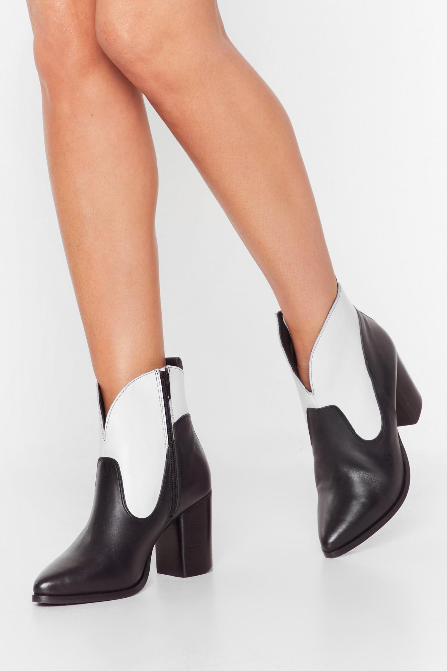 2 tone leather boots
