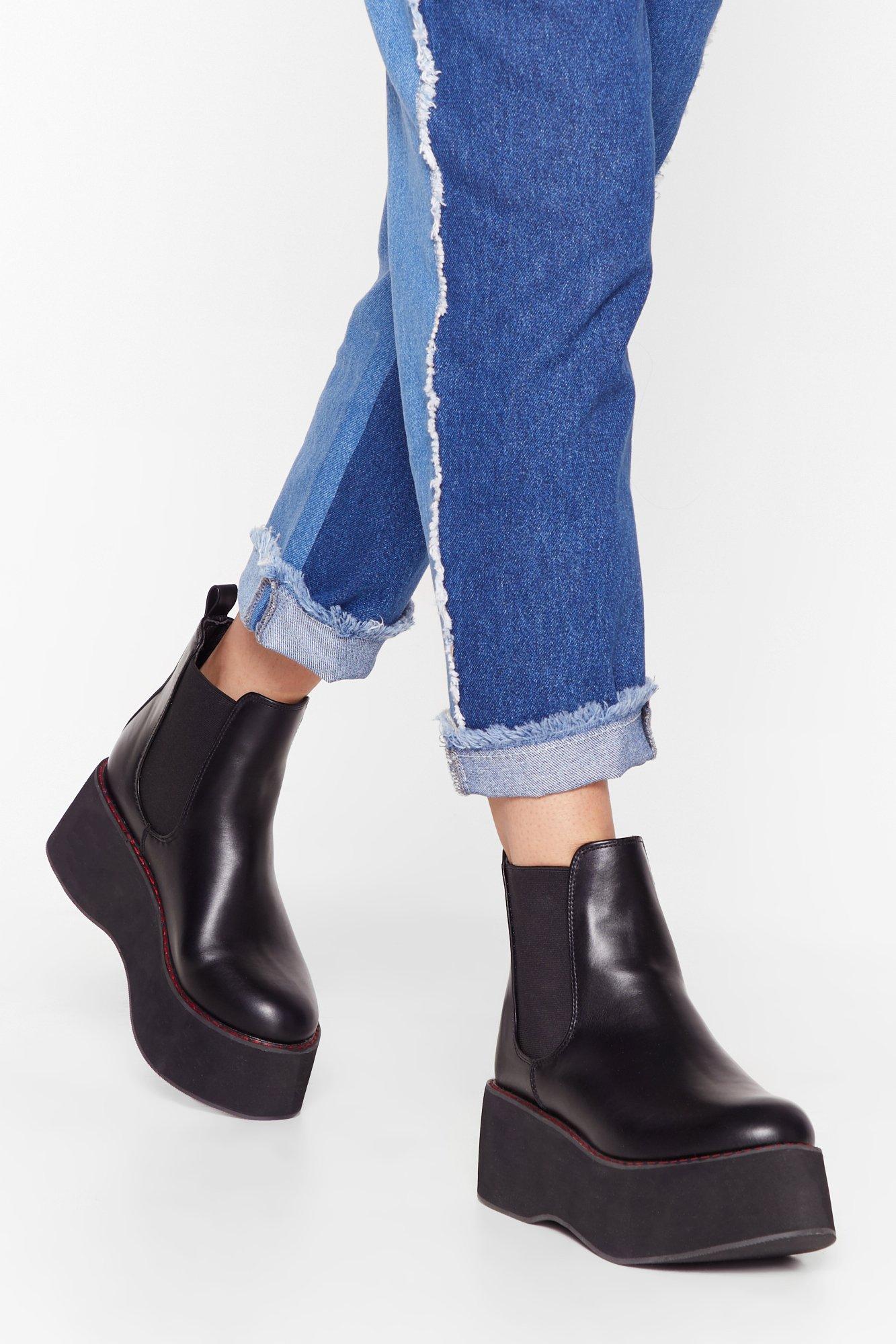 faux leather platform boots