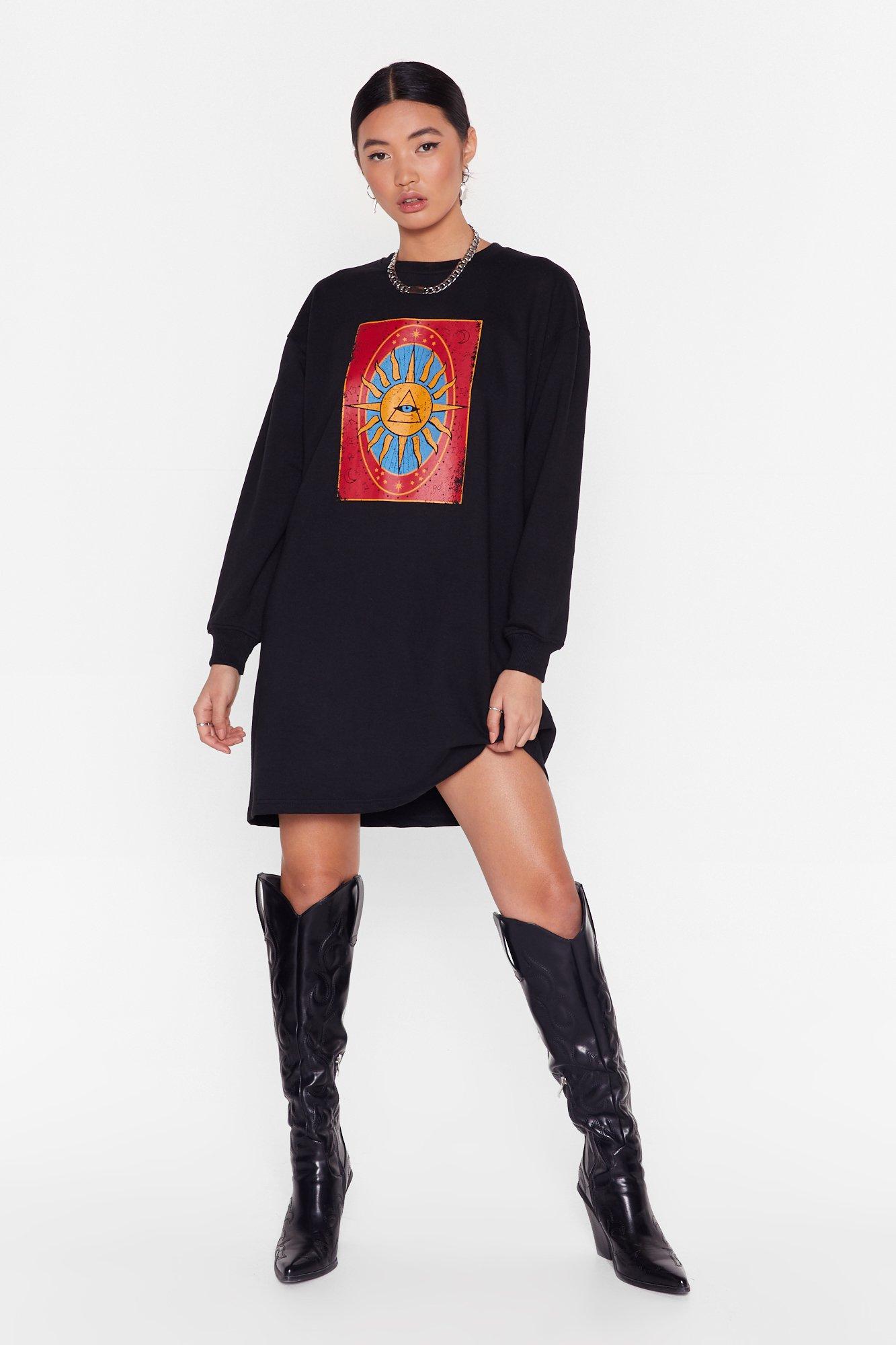 Eyeing You Up Mystic Graphic Sweatshirt Dress Nasty Gal