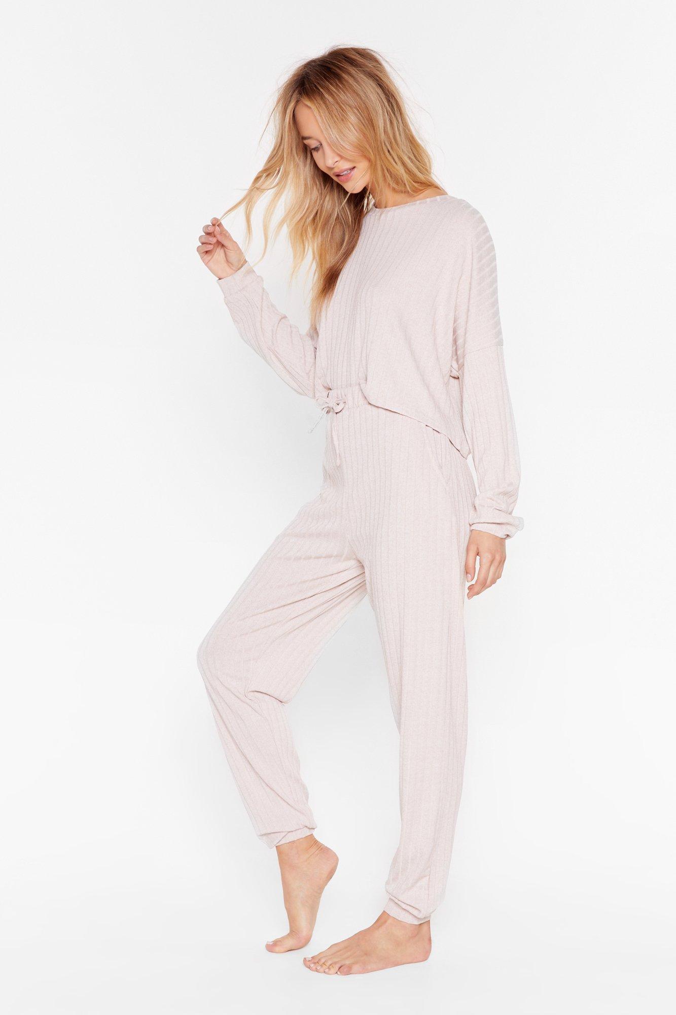 Soft Ribbed Tracksuit Pants Loungewear Set Nasty Gal