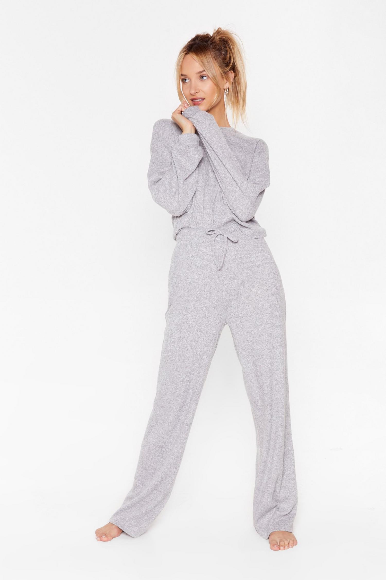 Rib and Repeat Knit WideLeg Lounge Set Nasty Gal