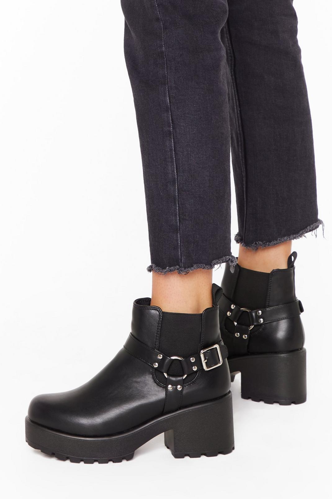 Black Don't O-Ring Me Into This Faux Leather Boots image number 1