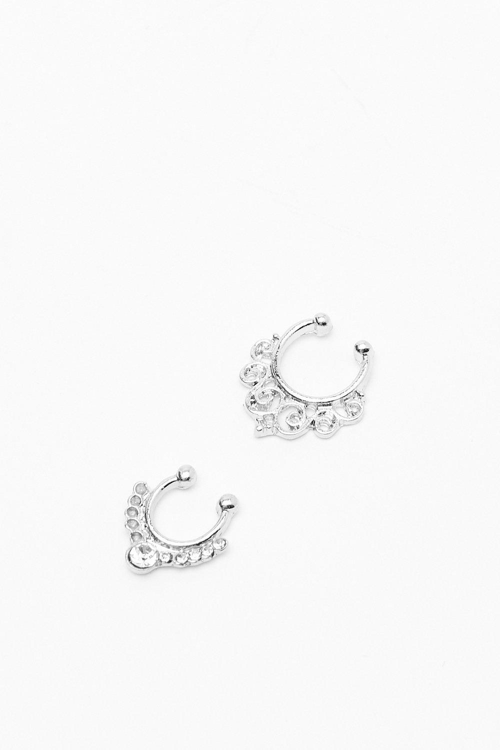 Lot de 2 bijoux de nez faux septum
