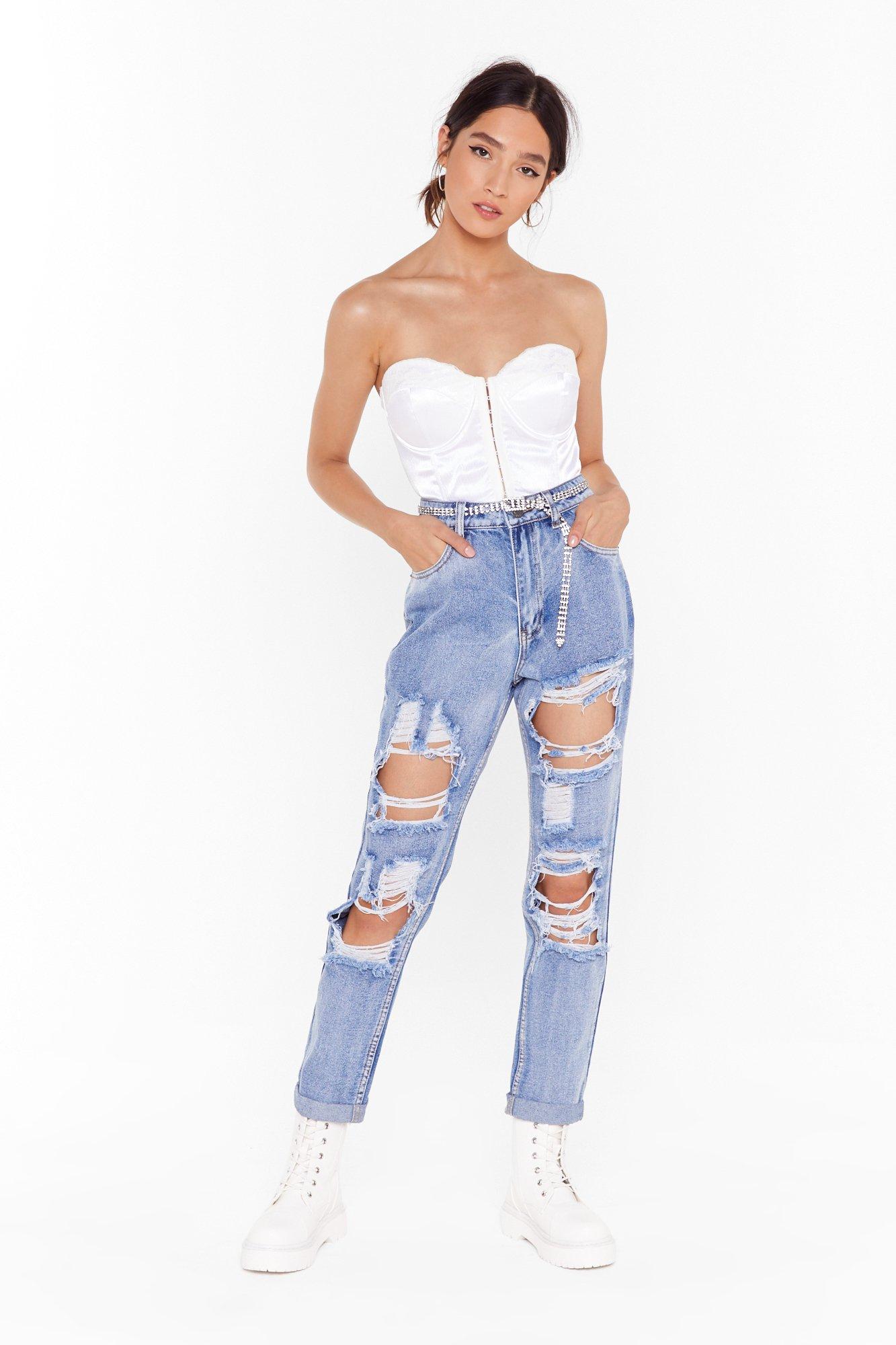 distressed mom jeans