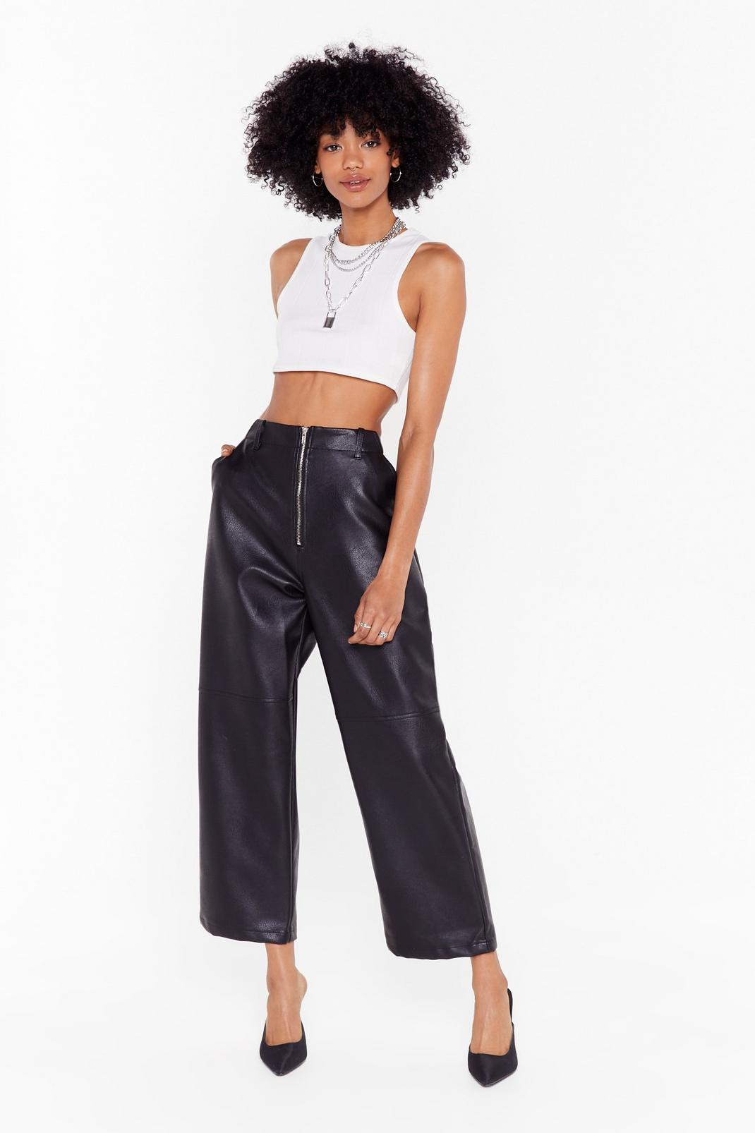 Faux Leather Gonna Give You Up Wide-Leg Pants image number 1