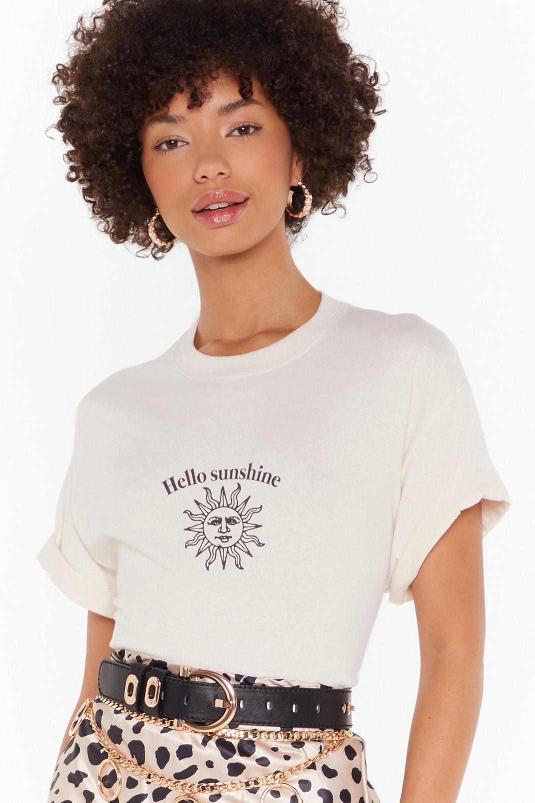 T-shirt ample à impression soleil et slogan Hello Sunshine image number 1