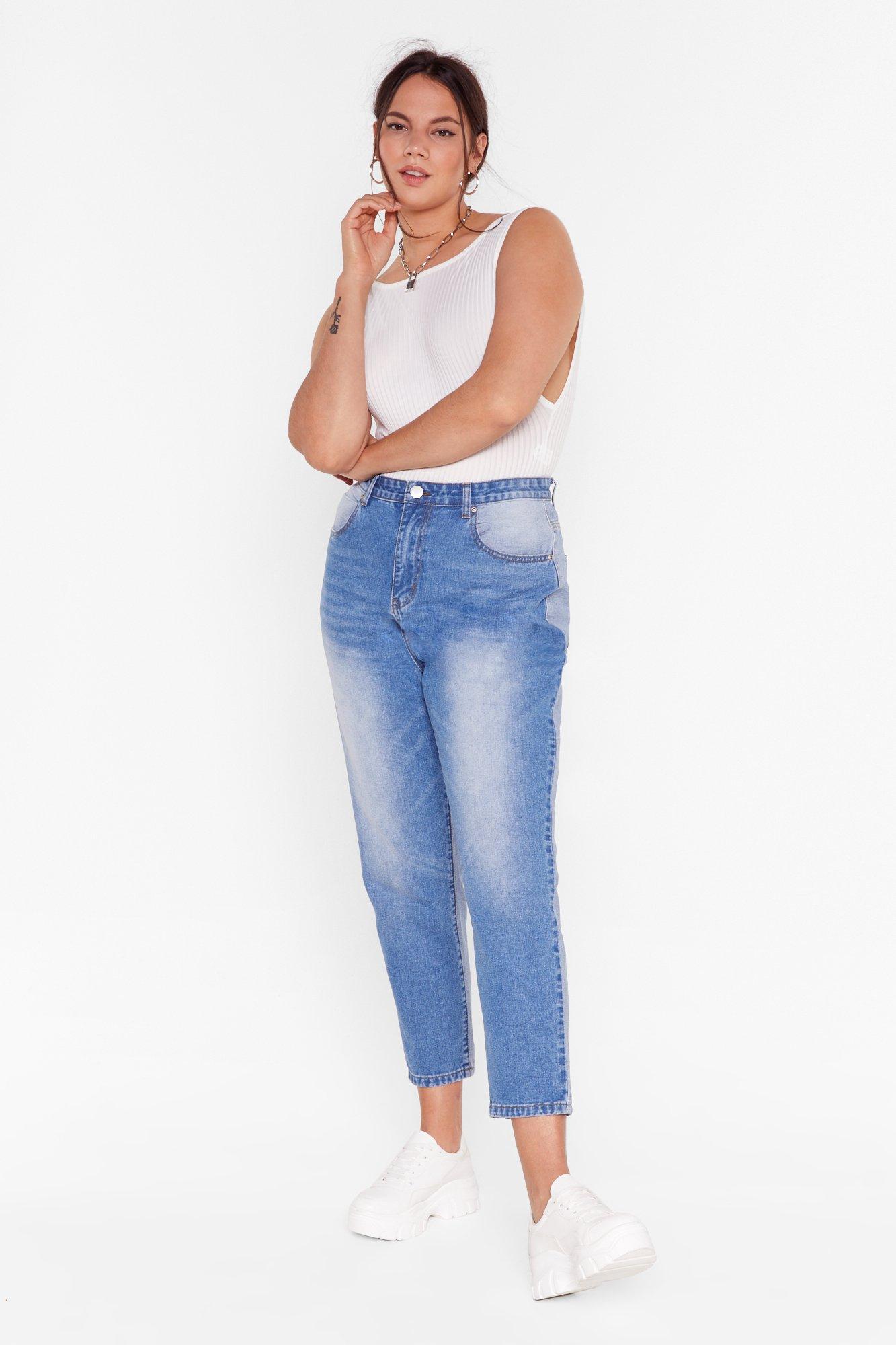 plus size white mom jeans