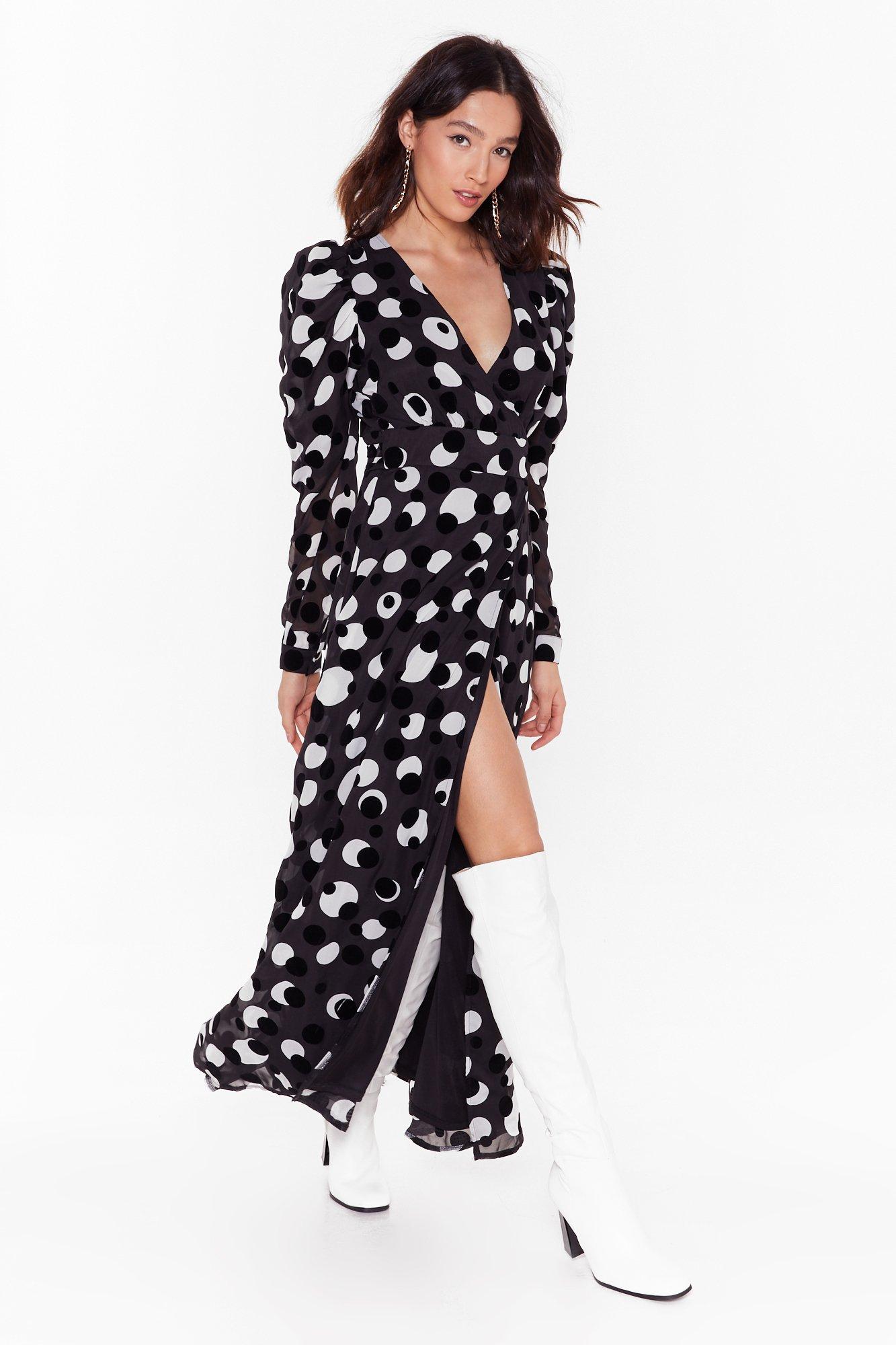 Nasty gal black polka hotsell dot dress