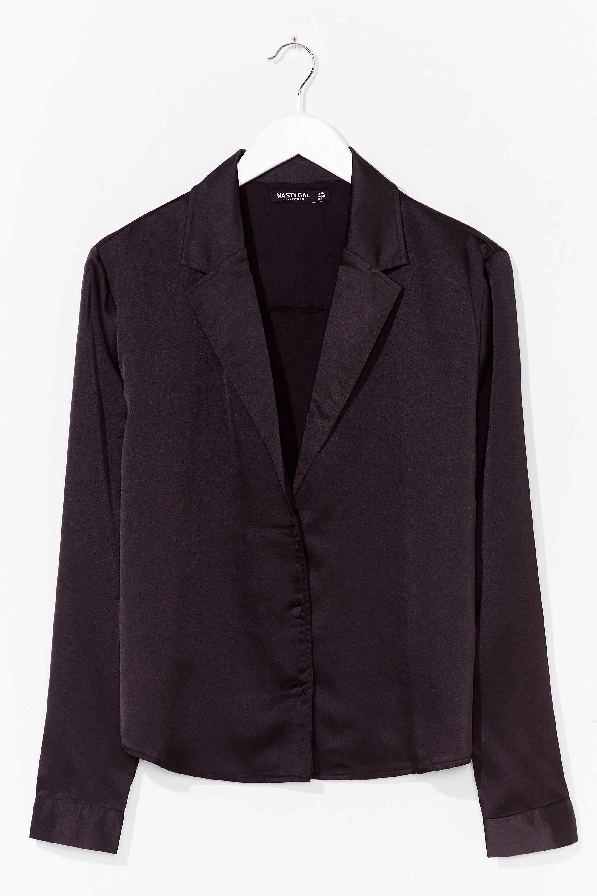 plus size black satin shirt