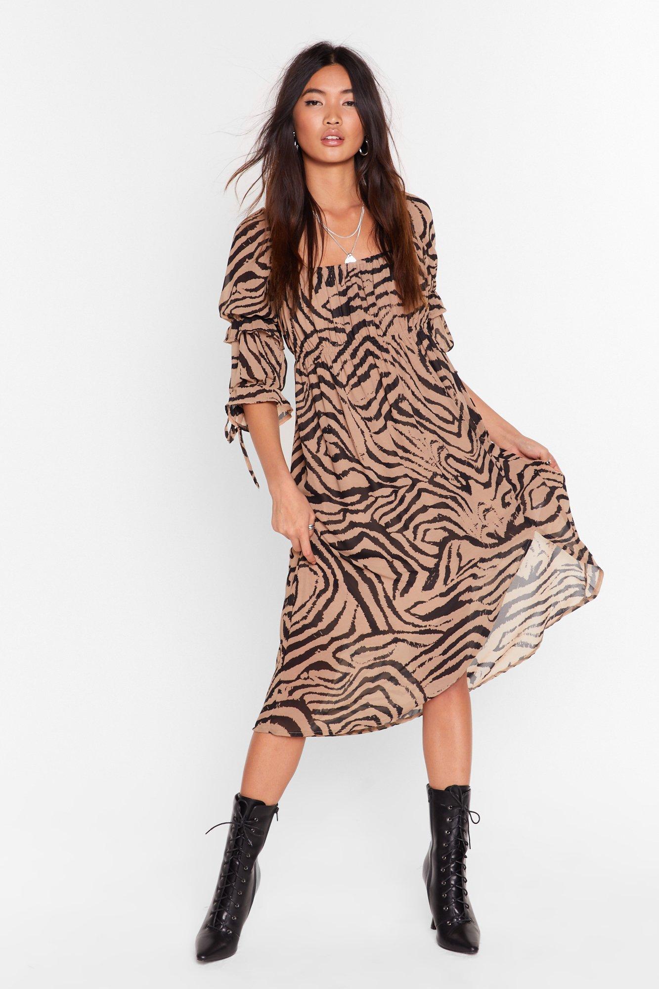 zebra midi dress