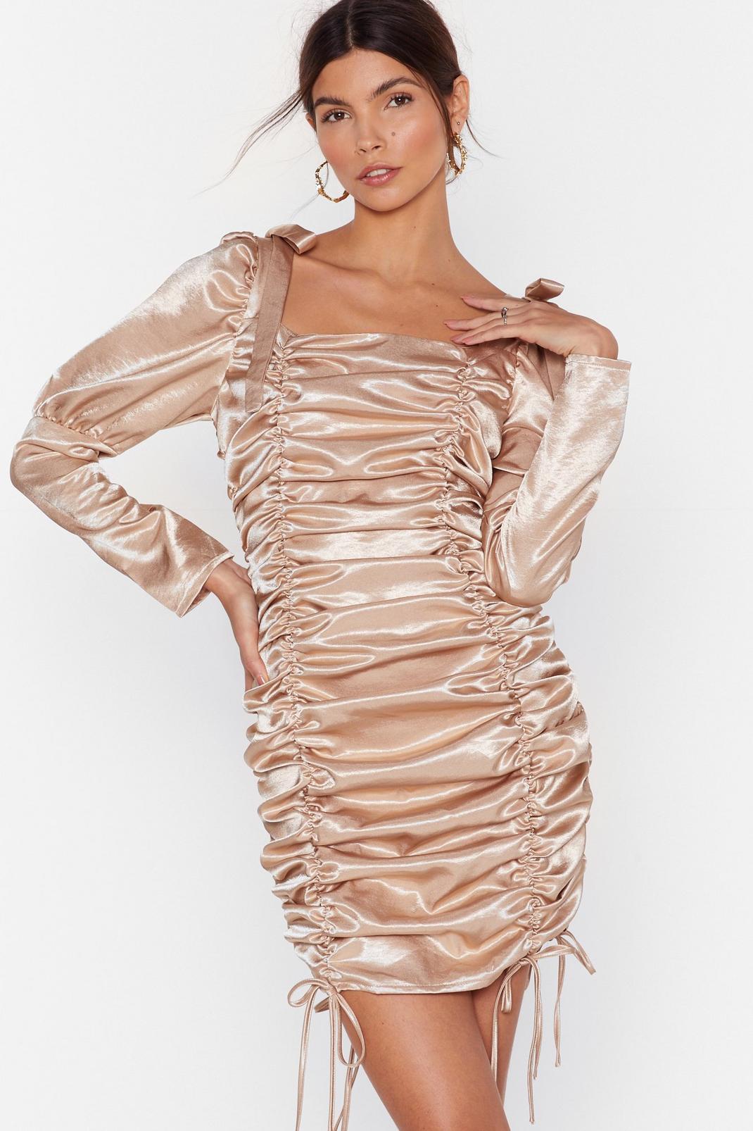 Blame It on the Ruche Satin Mini Dress image number 1