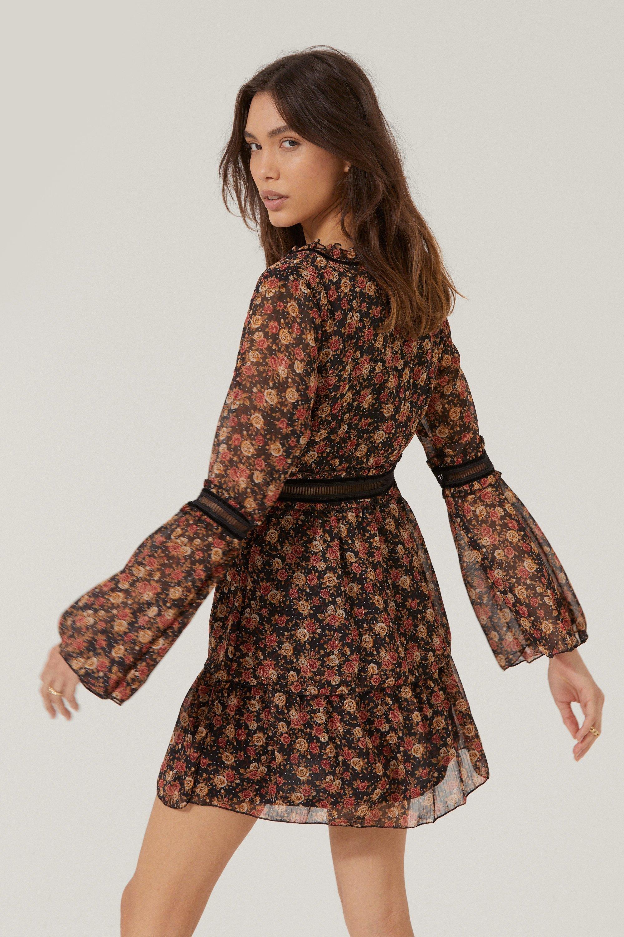 Floral Bell Sleeve Skater Dress | Nasty Gal