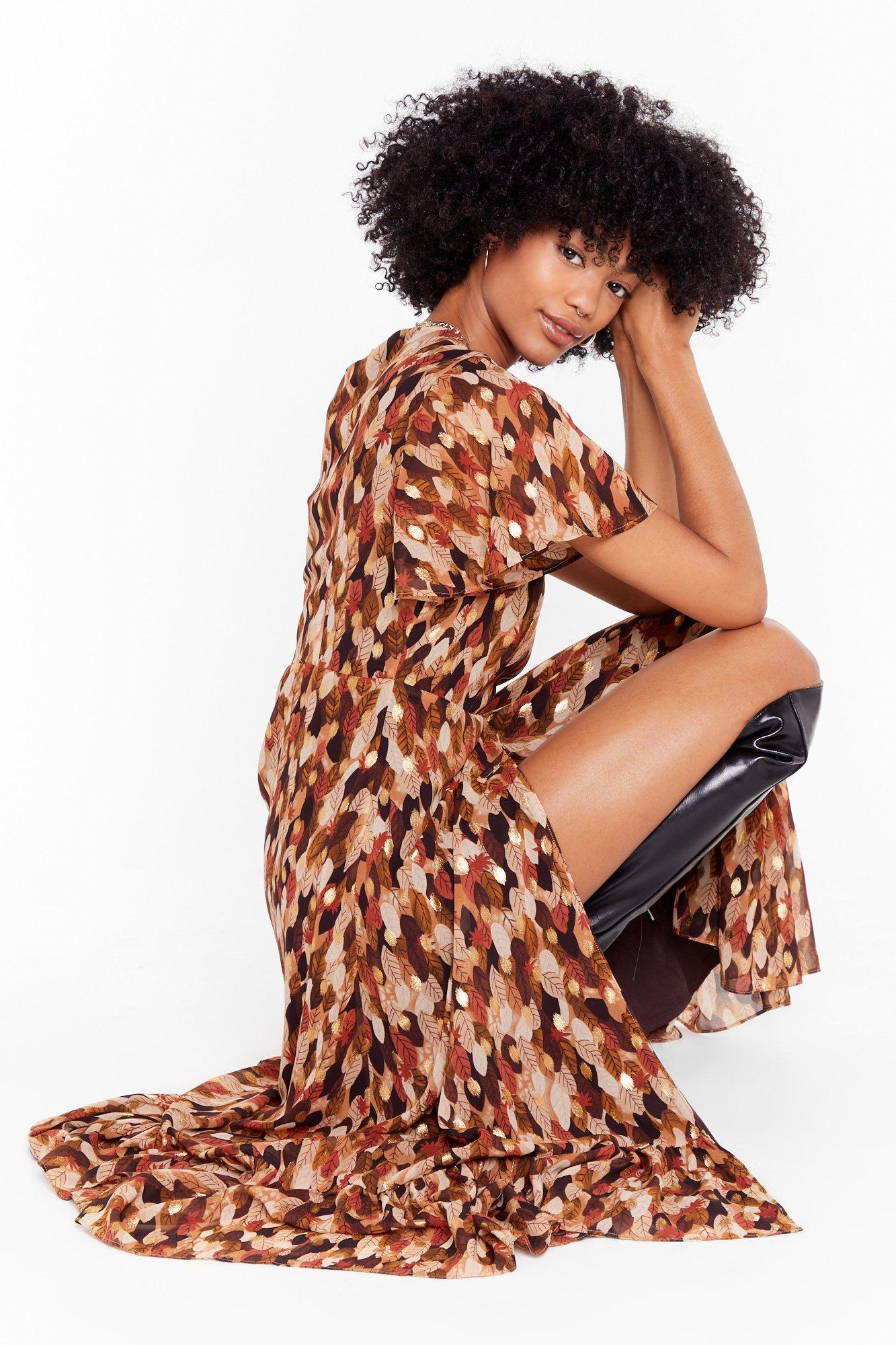robe longue feuillage