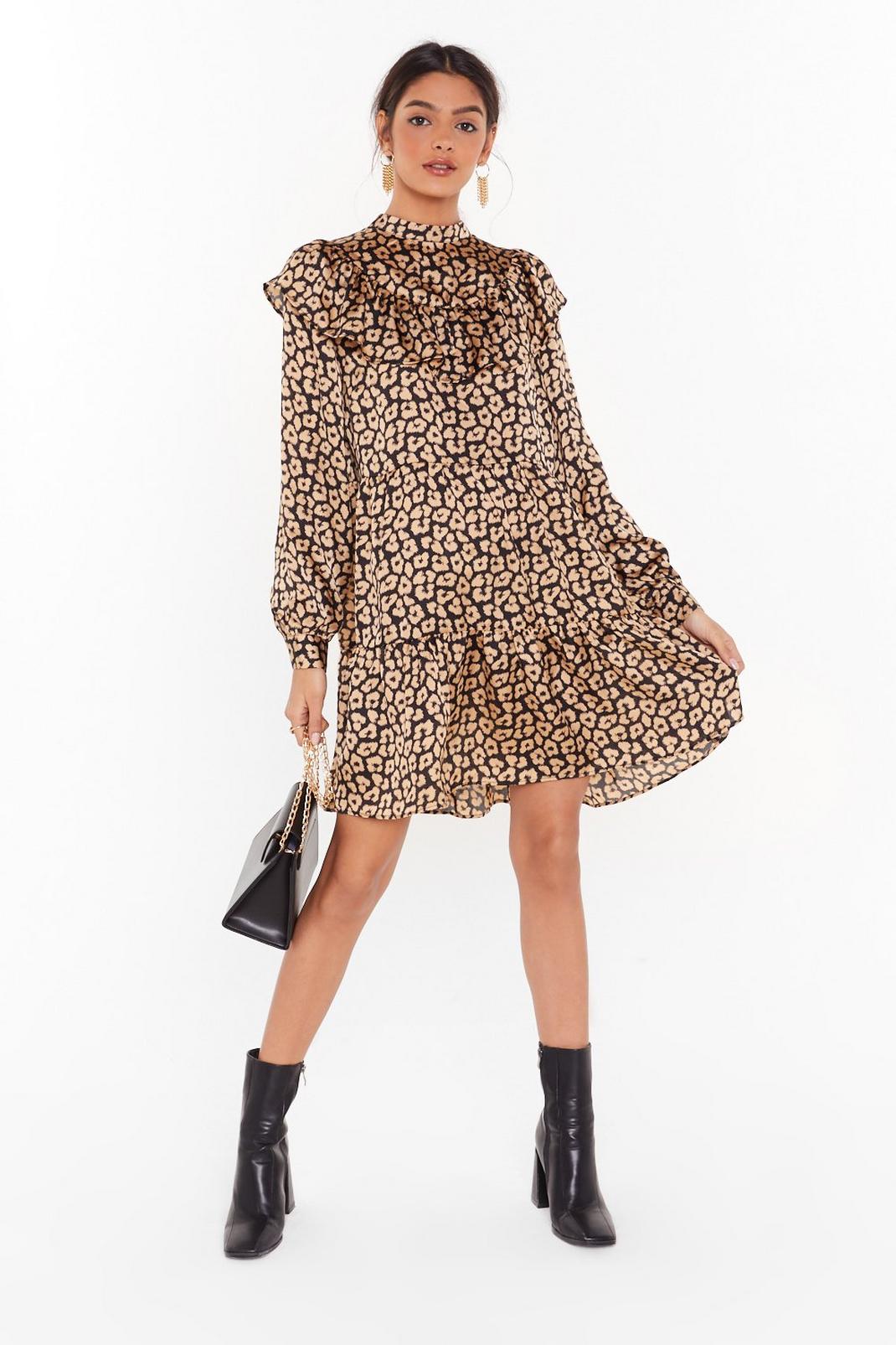 Here and Meow Satin Leopard Dress image number 1