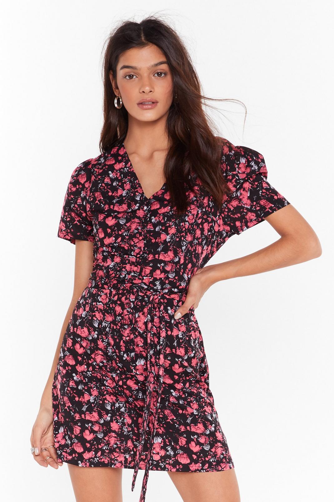 Tie as You Might Floral Mini Dress image number 1