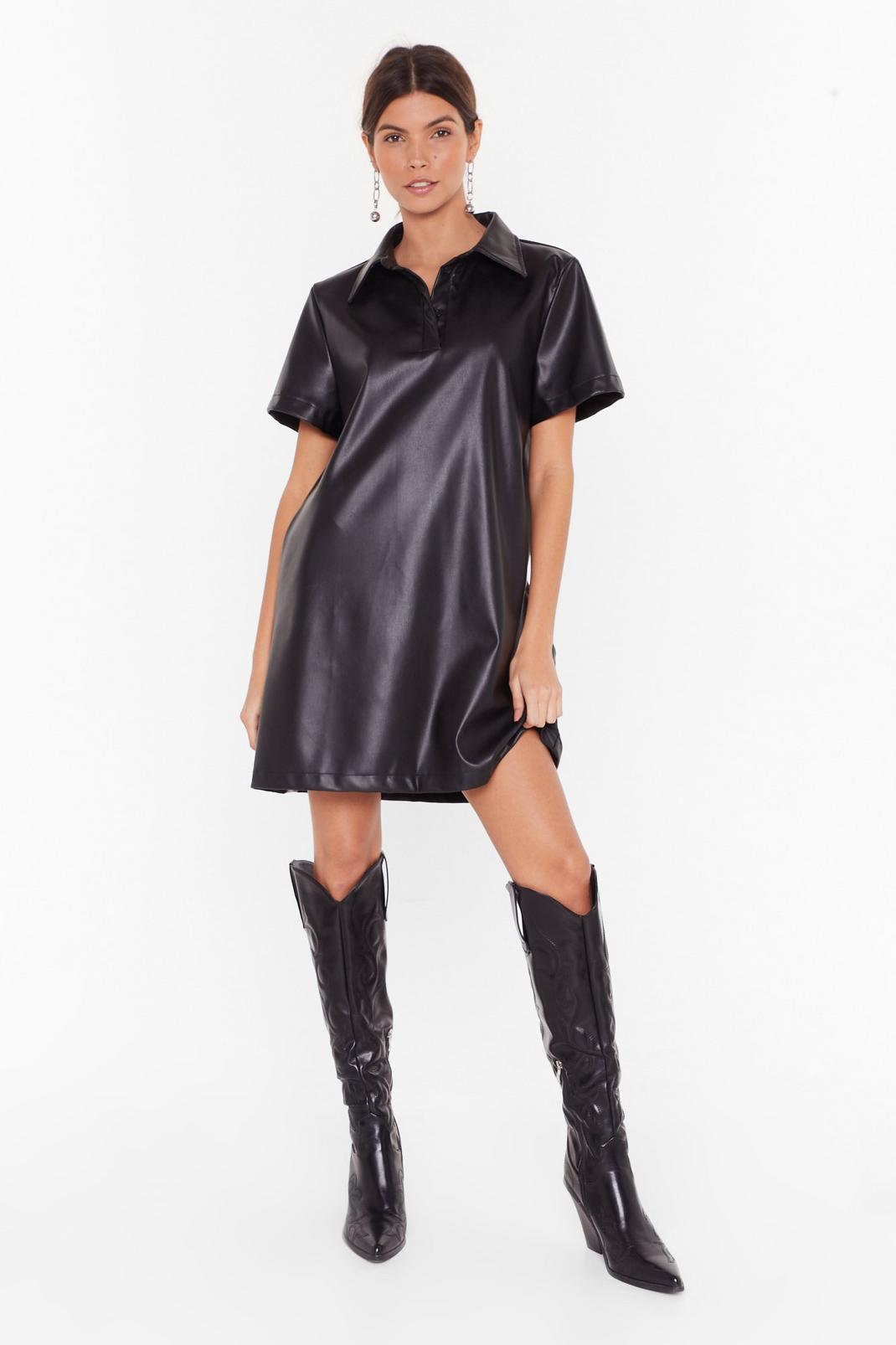 Bite the Dust Faux Leather Shirt Dress image number 1