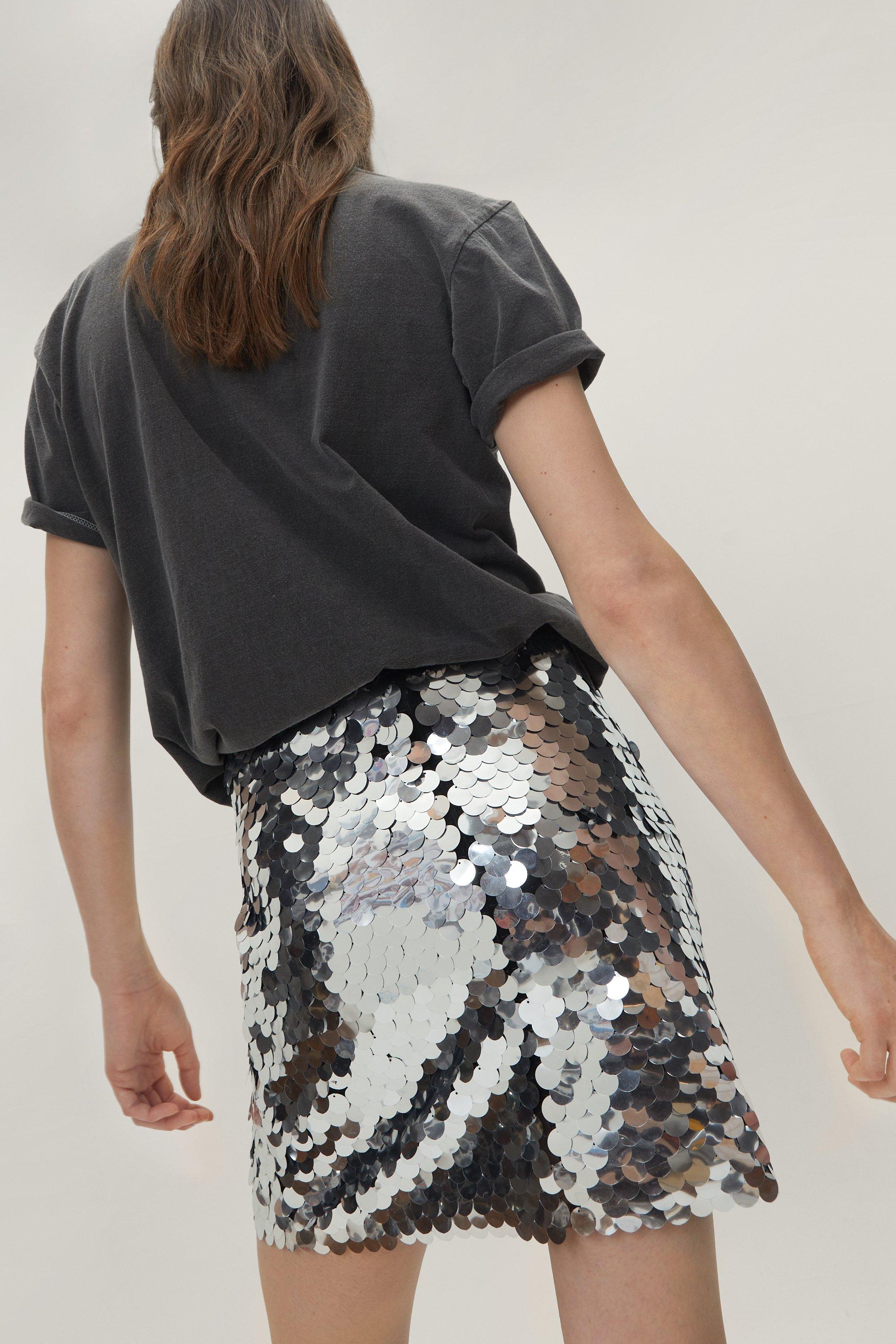 Disc Chainmail Sequin Mini Skirt