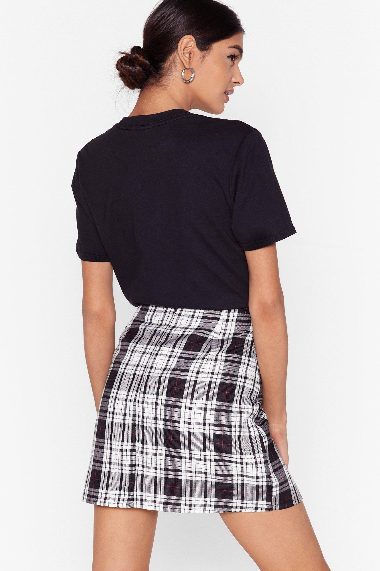 Mini black 2024 grid skirt