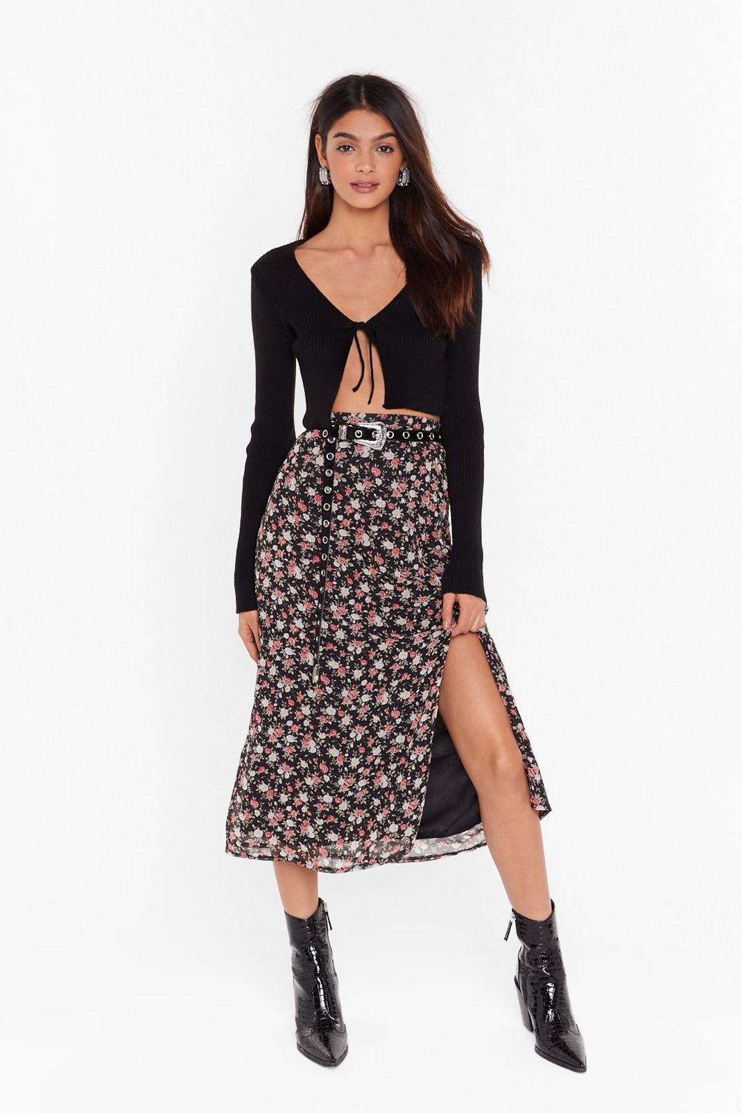 Let Your Love Grow Floral Midi Skirt image number 1