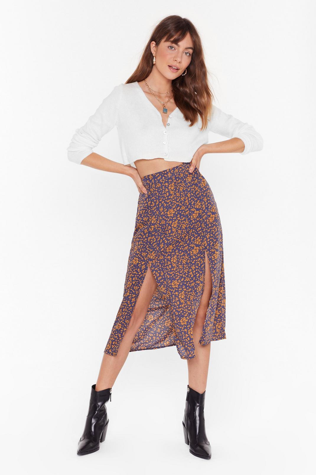 Plant Take Our Eyes Off You Floral Midi Skirt image number 1