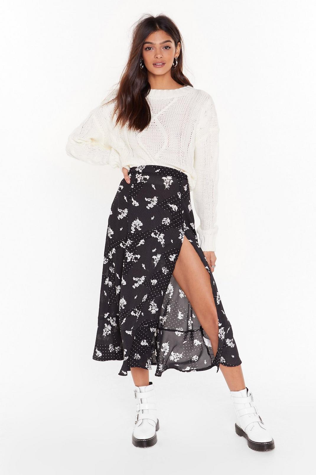We've Dot to Get Growin' Floral Midi Skirt image number 1