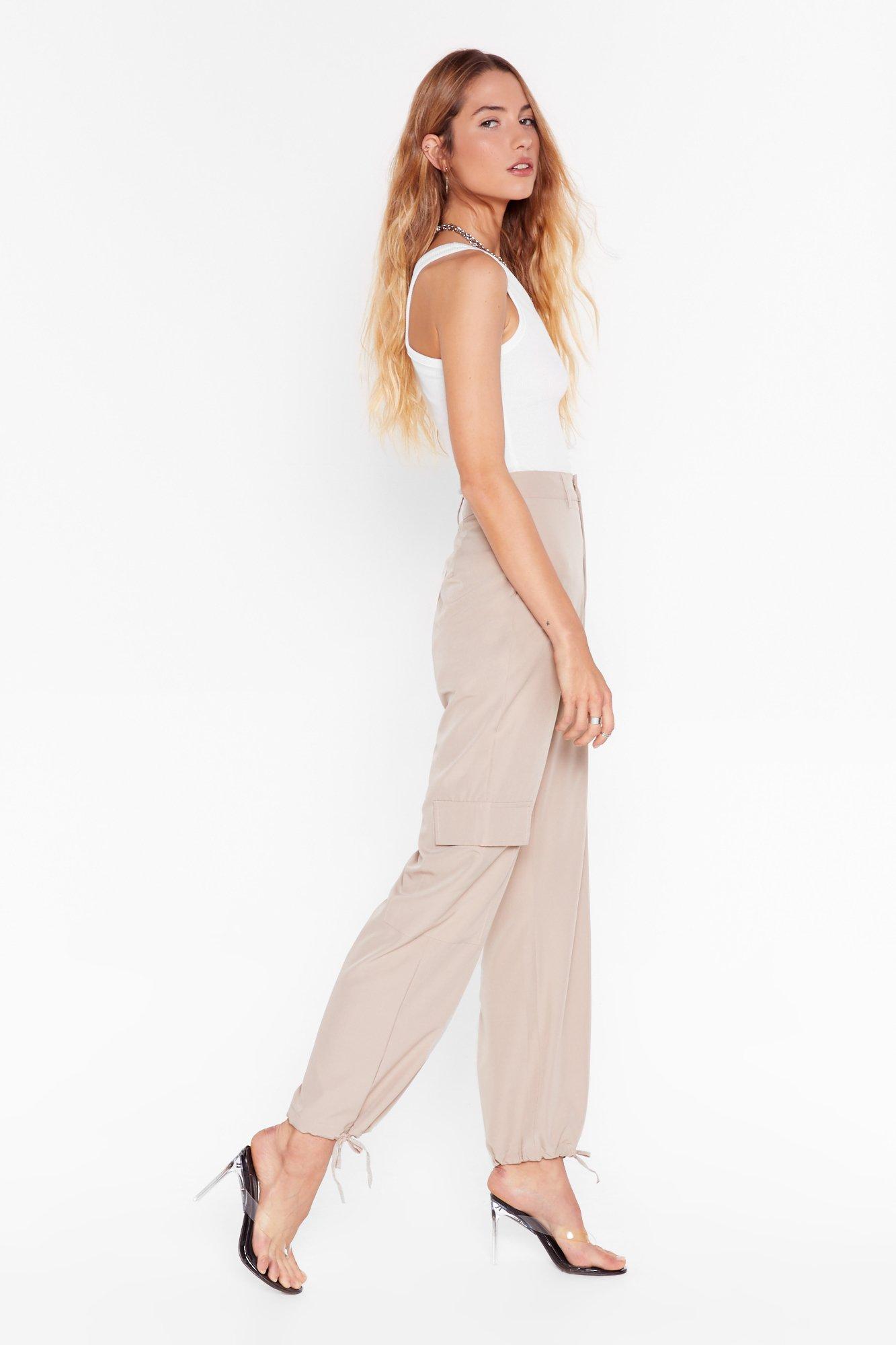 Cargo pants best sale tie bottom