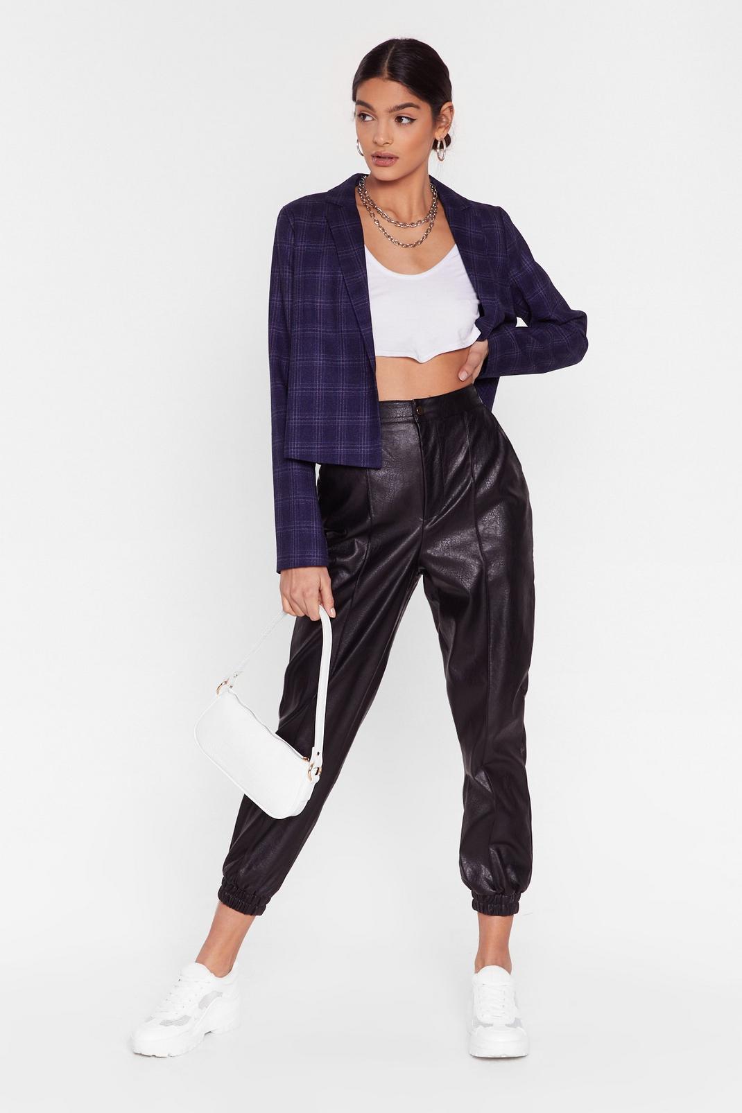 Faux Leather On Time High-Waisted Jogger Pants image number 1