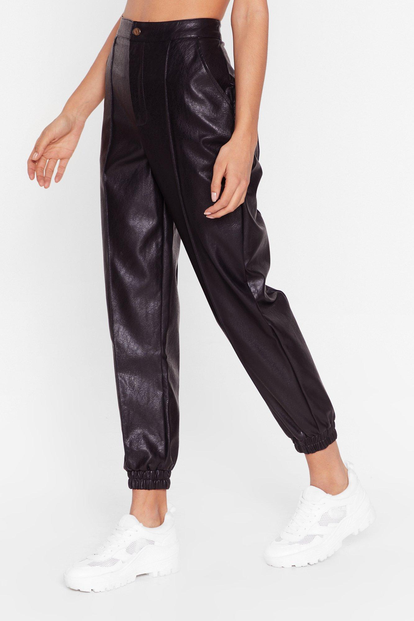 High waisted 2025 leather joggers