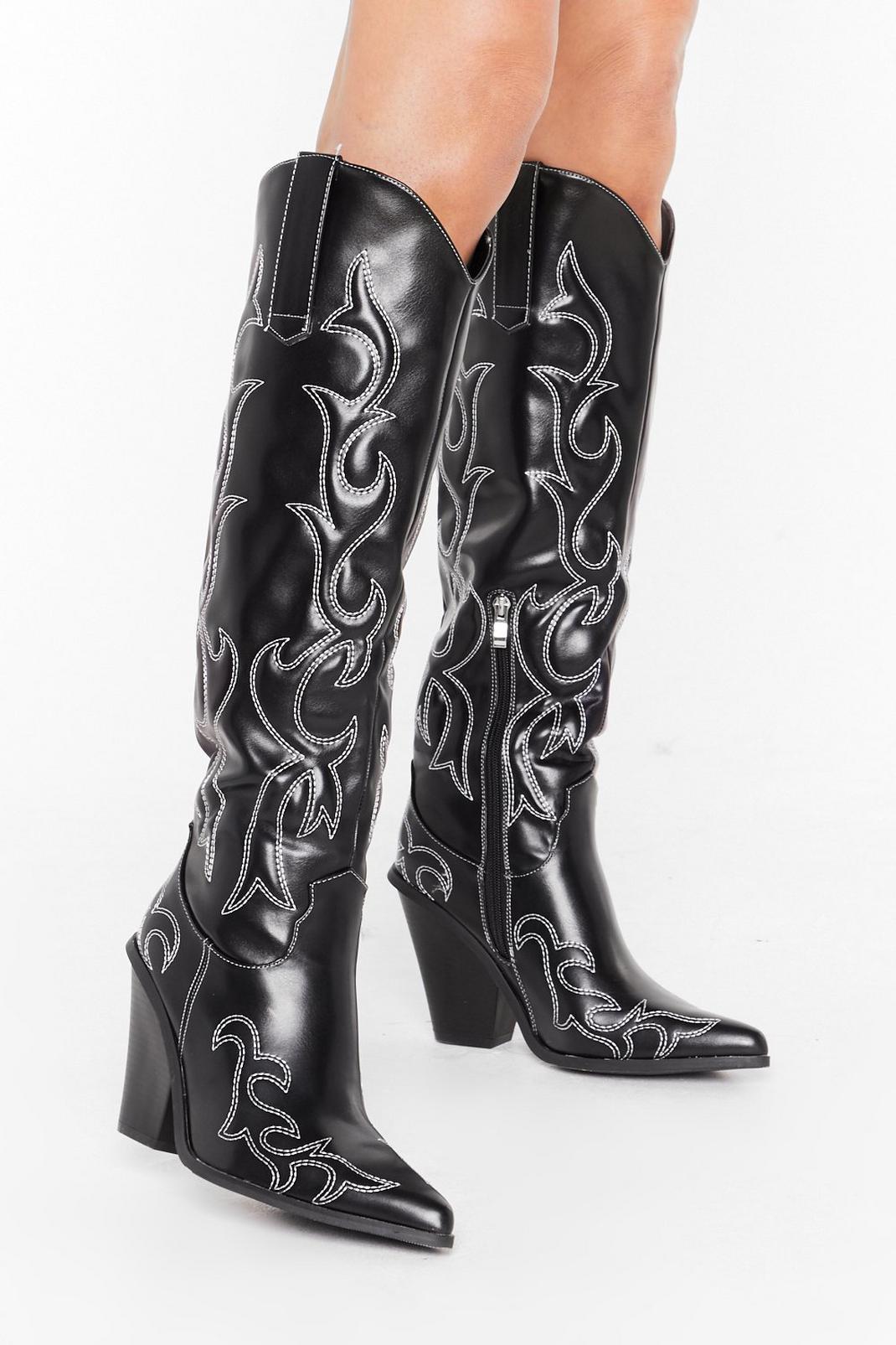 Contrast stitch western cowboy boots image number 1