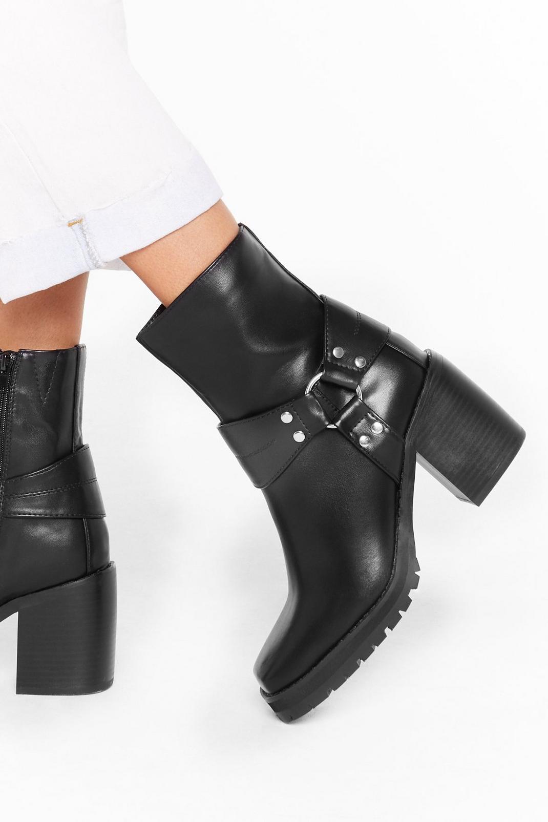 Don't O-ring Me Down Faux Leather Ankle Boots image number 1
