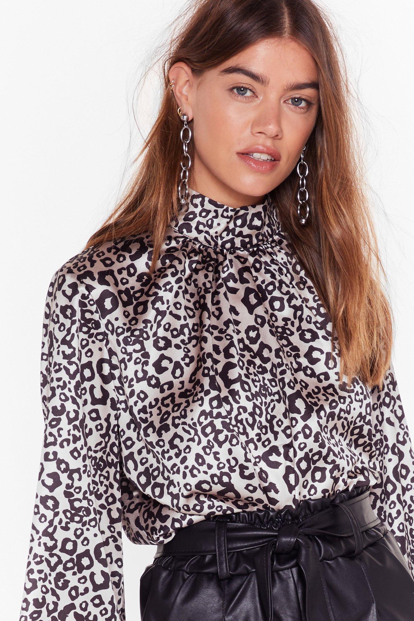 satin leopard print blouse