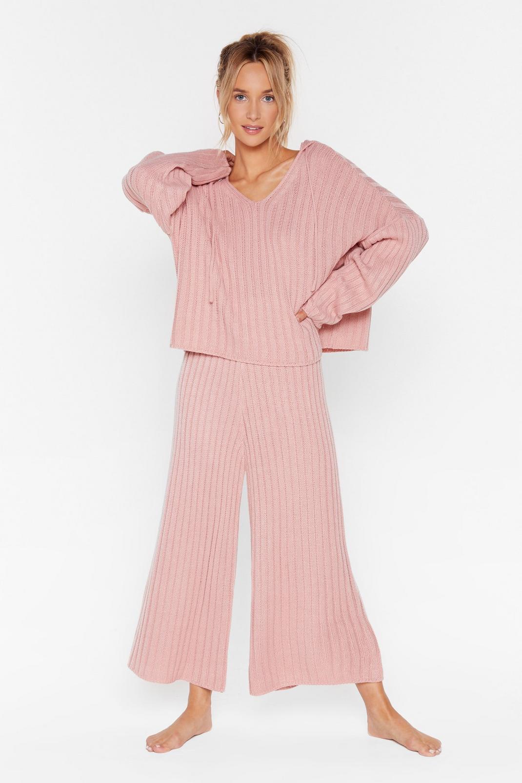 Knit Back and Relax Wide Leg Pajama Set image number 1