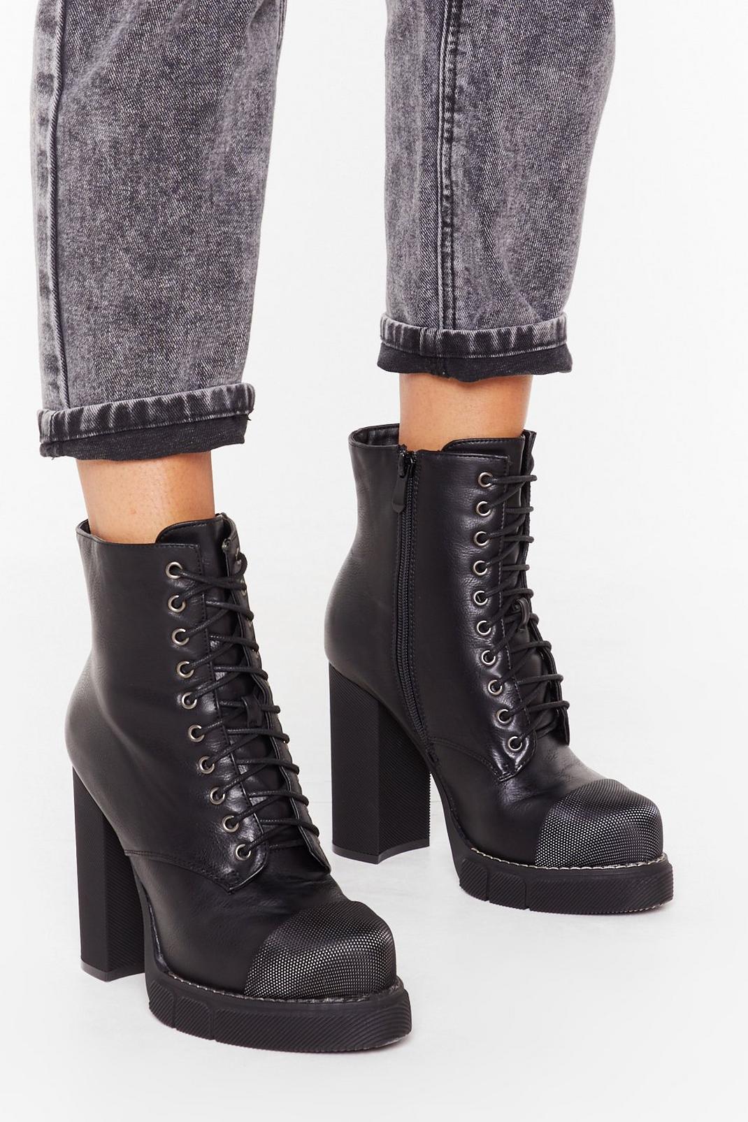 Rise to the Challenge Faux Leather Platform Boots image number 1