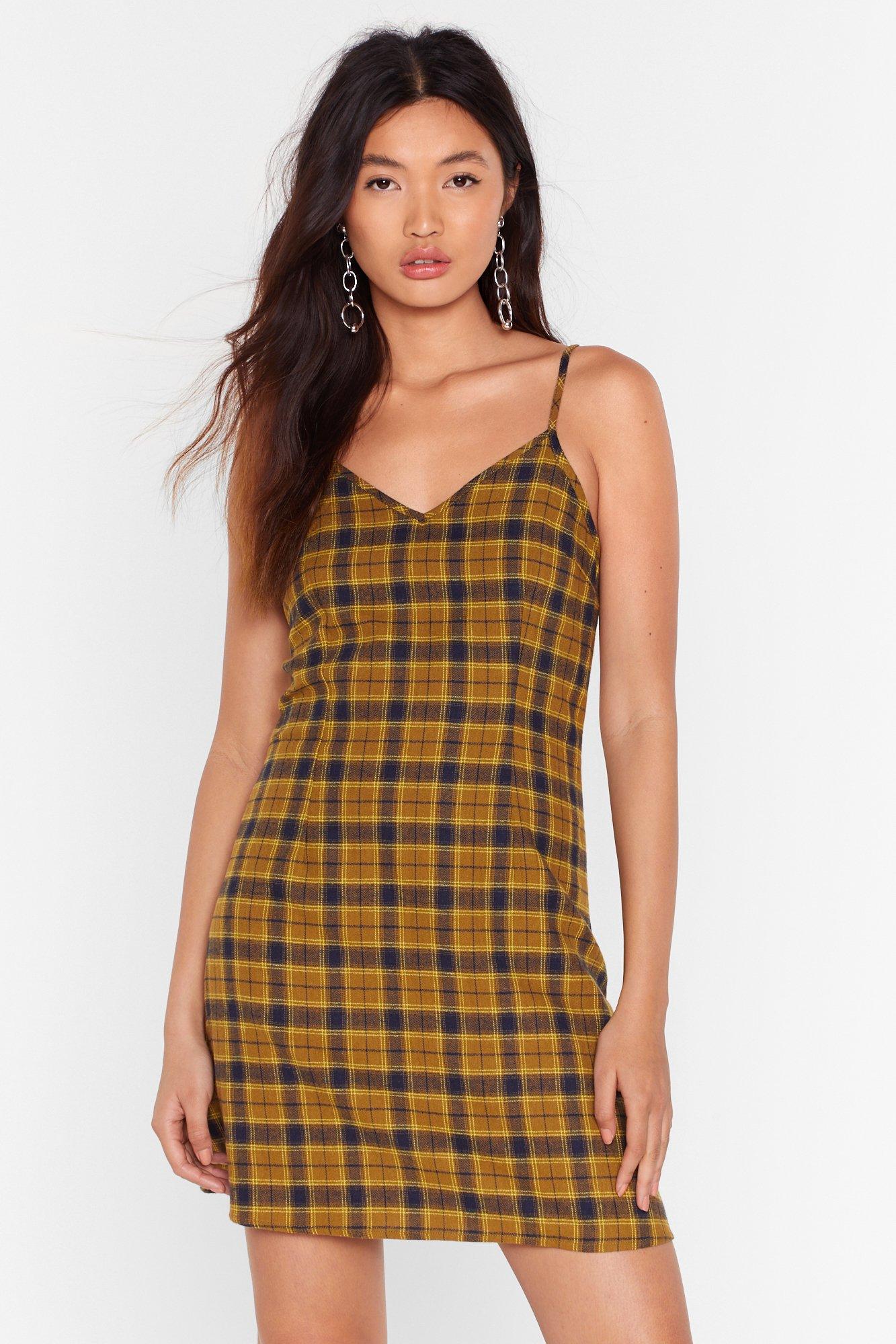 yellow and black plaid dress