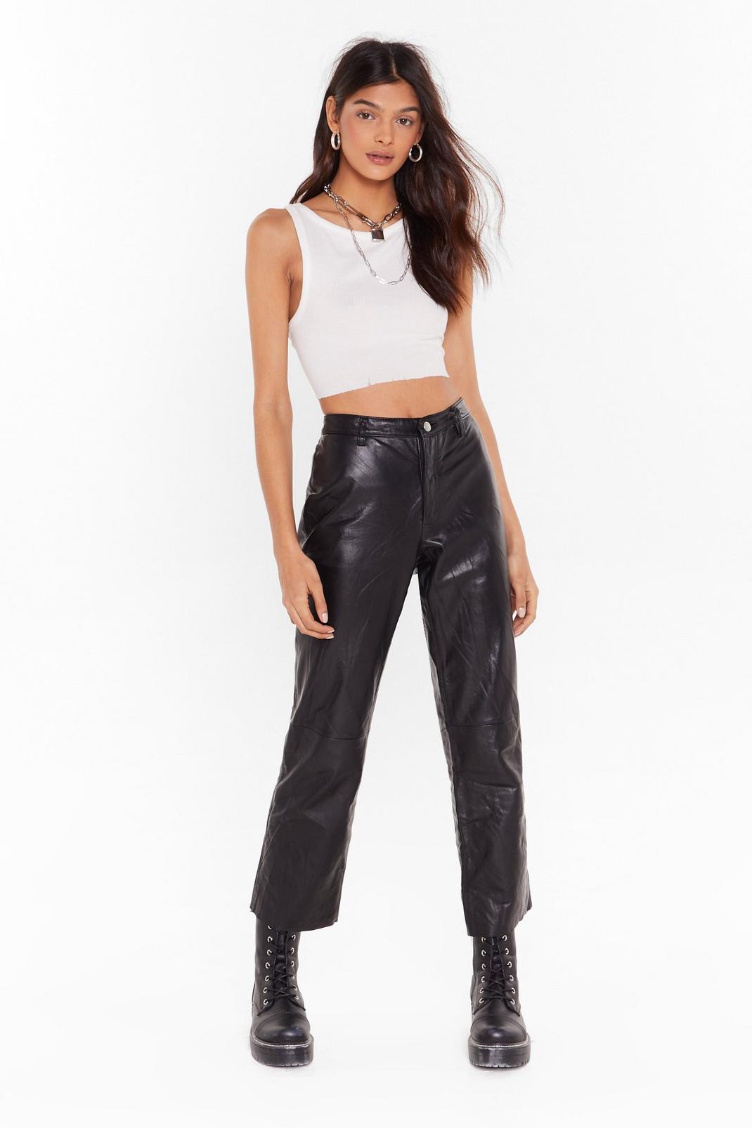 Nasty Gal Vintage A Little Leather Cropped Pants image number 1