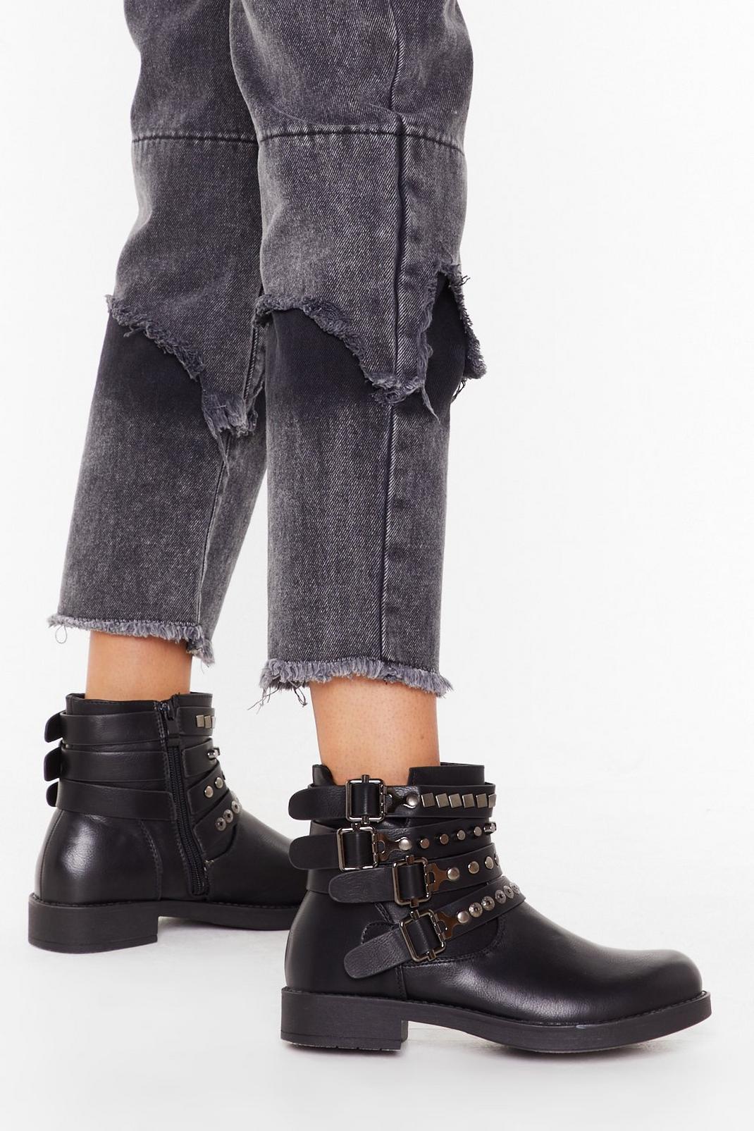 Like I Give a Buck-le Faux Leather Ankle Boots image number 1