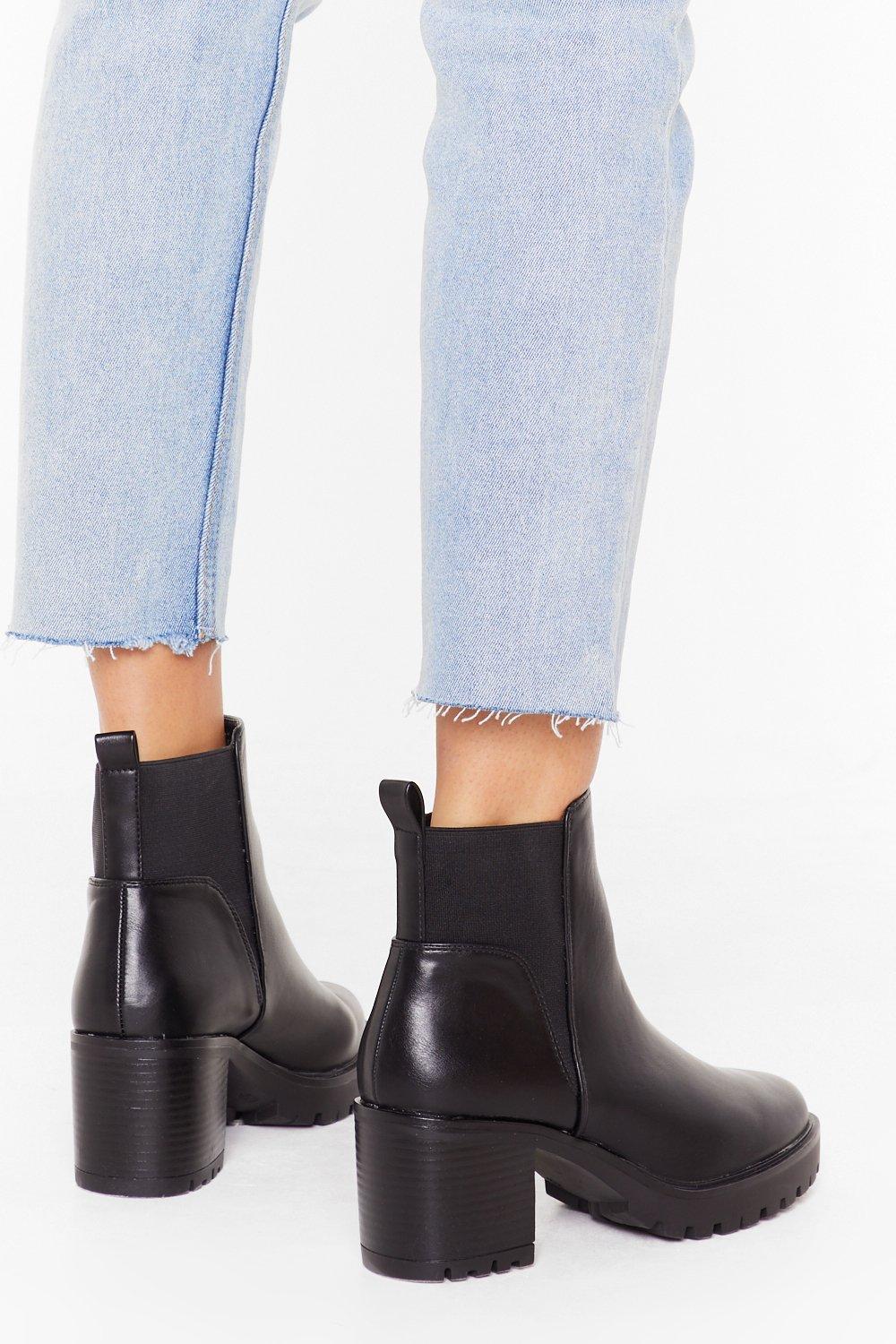 black leatherette low ankle boot