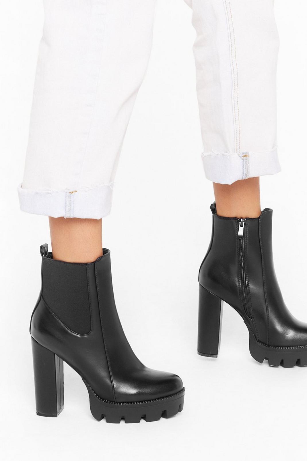 End On a High Note Faux Leather Platform Boots image number 1