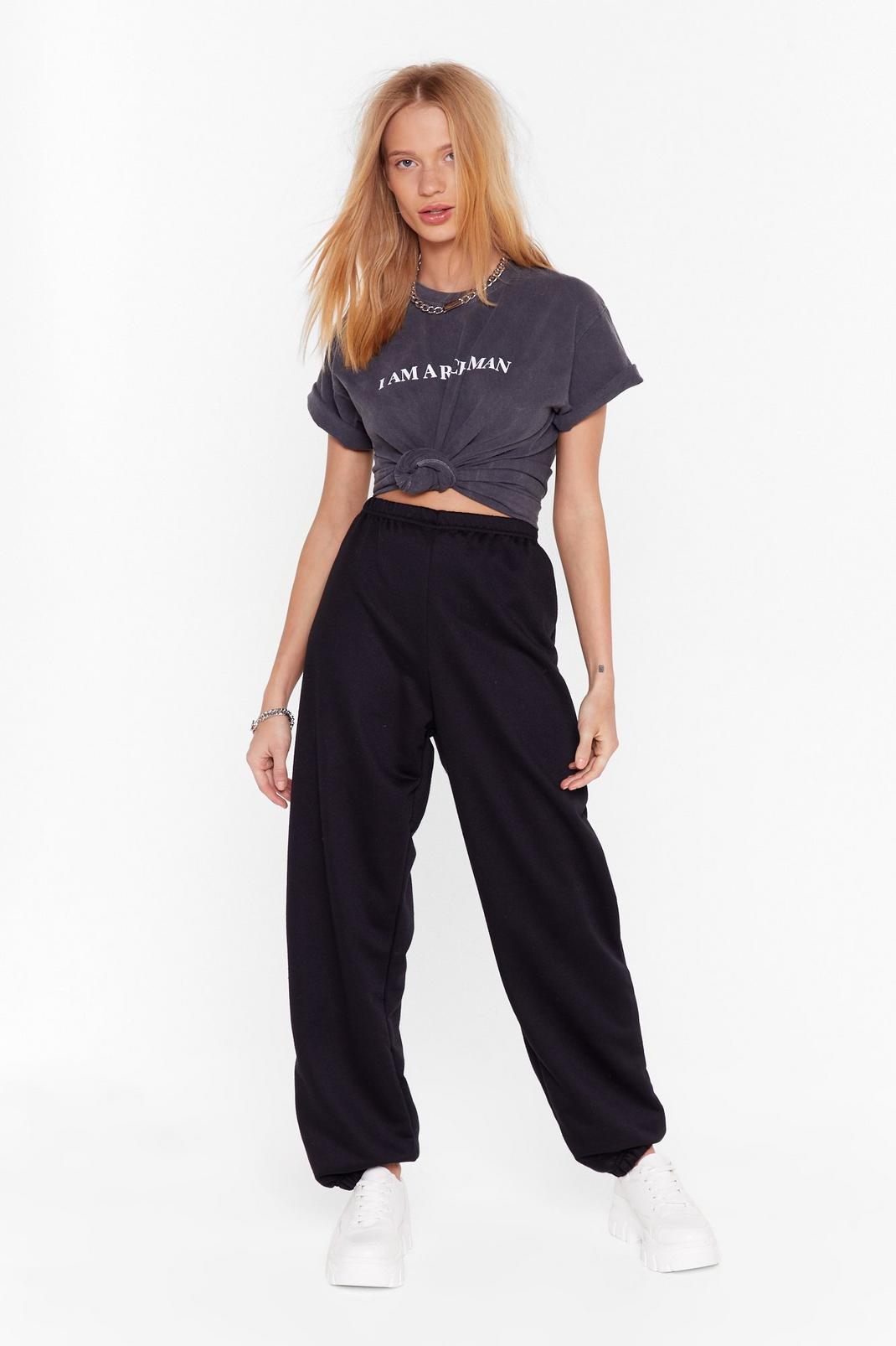 Black Baggy High Waisted Sweatpants image number 1