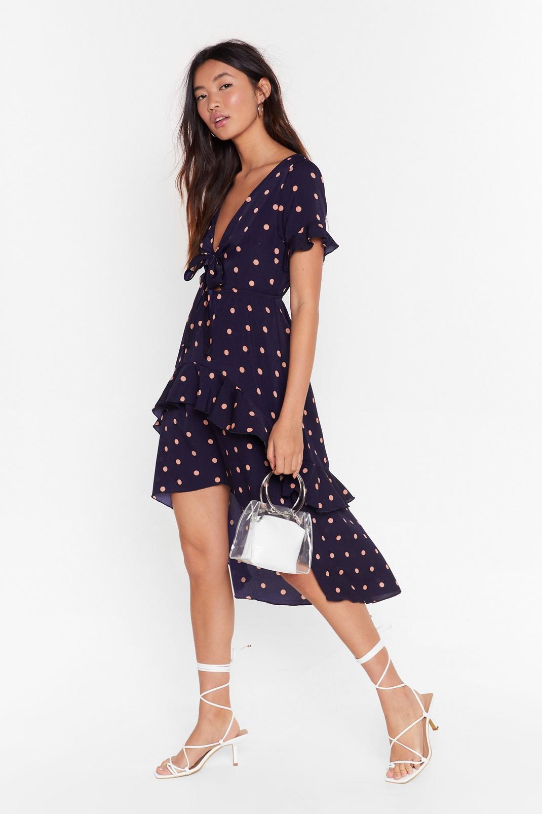 Tie-ing to Find a Balance Polka Dot Midi Dress image number 1