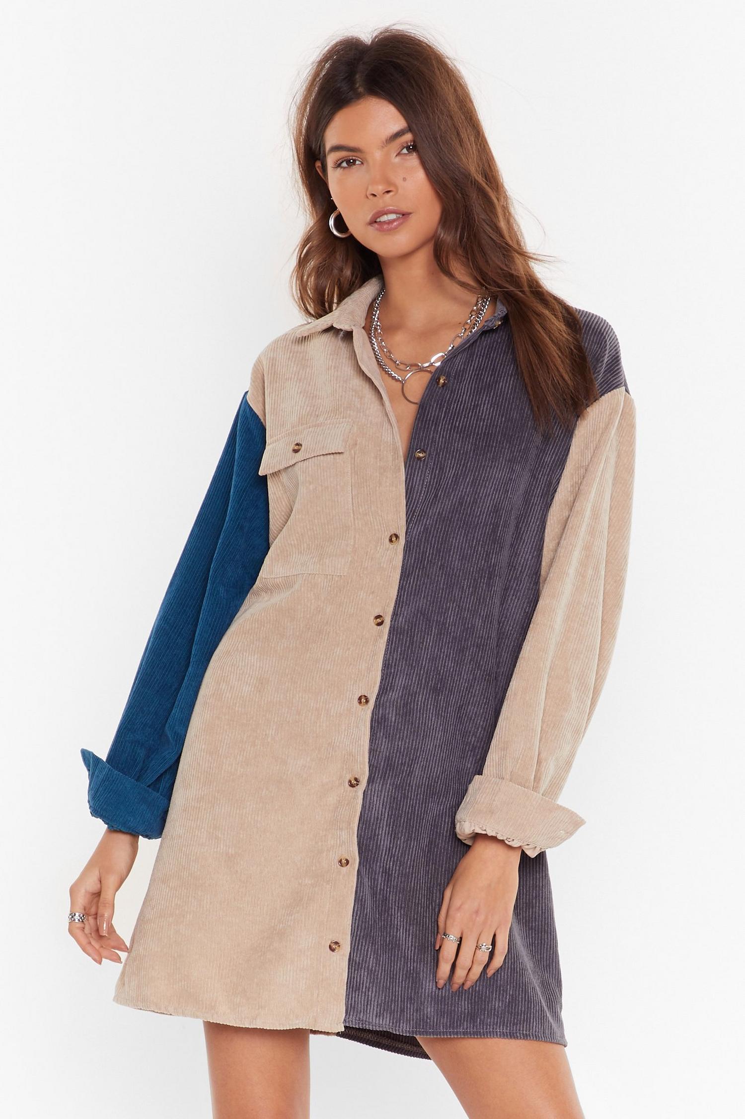 pastel colorblock shirt dress
