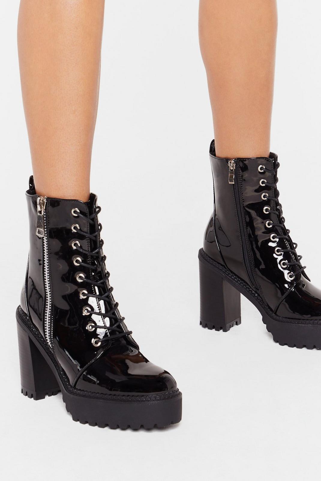 Look On Your Lace Faux Leather Platform Hiker Boots | Nasty Gal