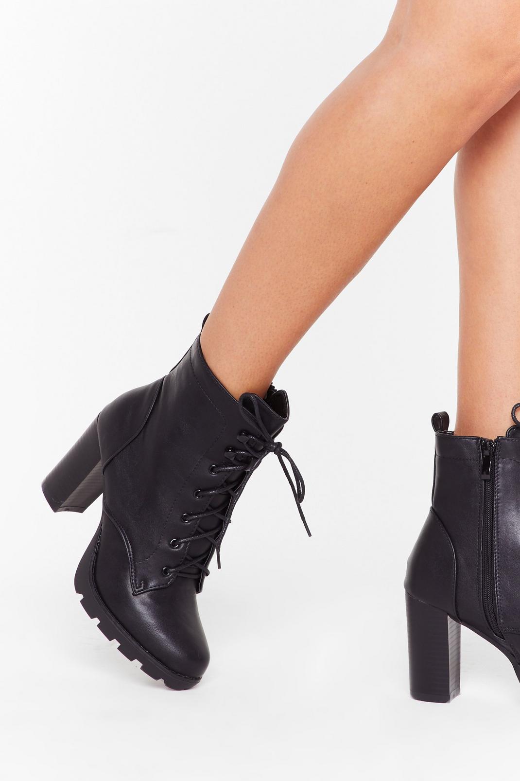 Lace-Up to Your Fears Faux Leather Platform Boot image number 1