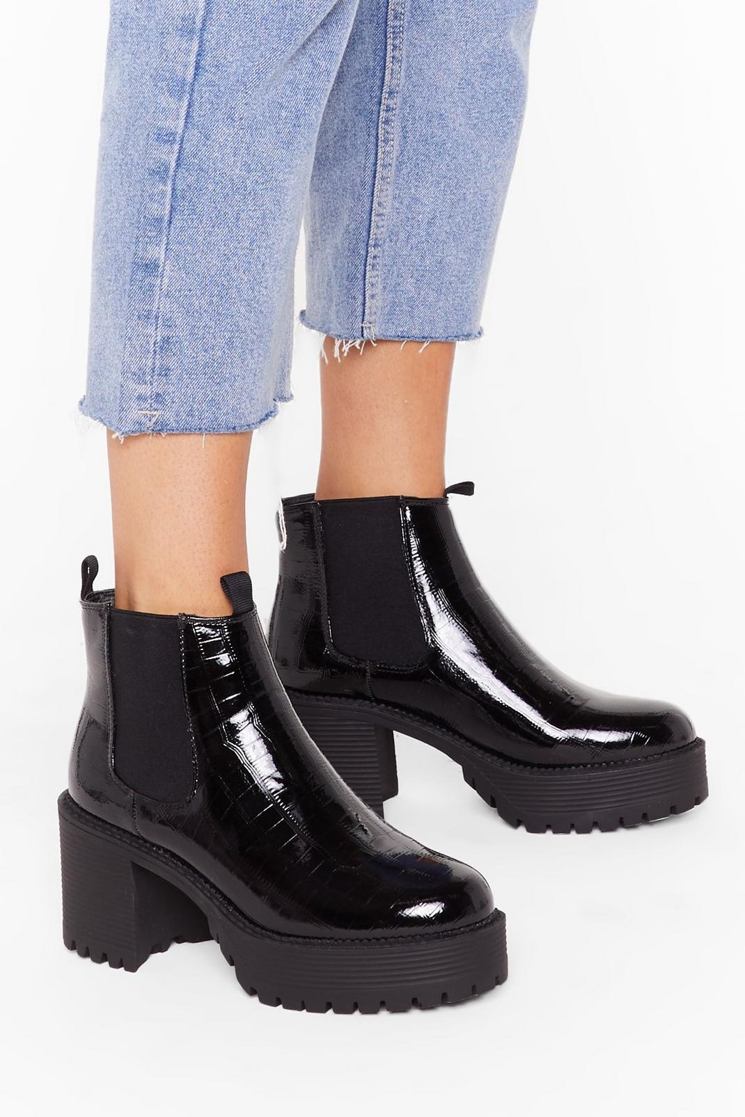 Croc What You're Doin' Patent Heeled Boots image number 1