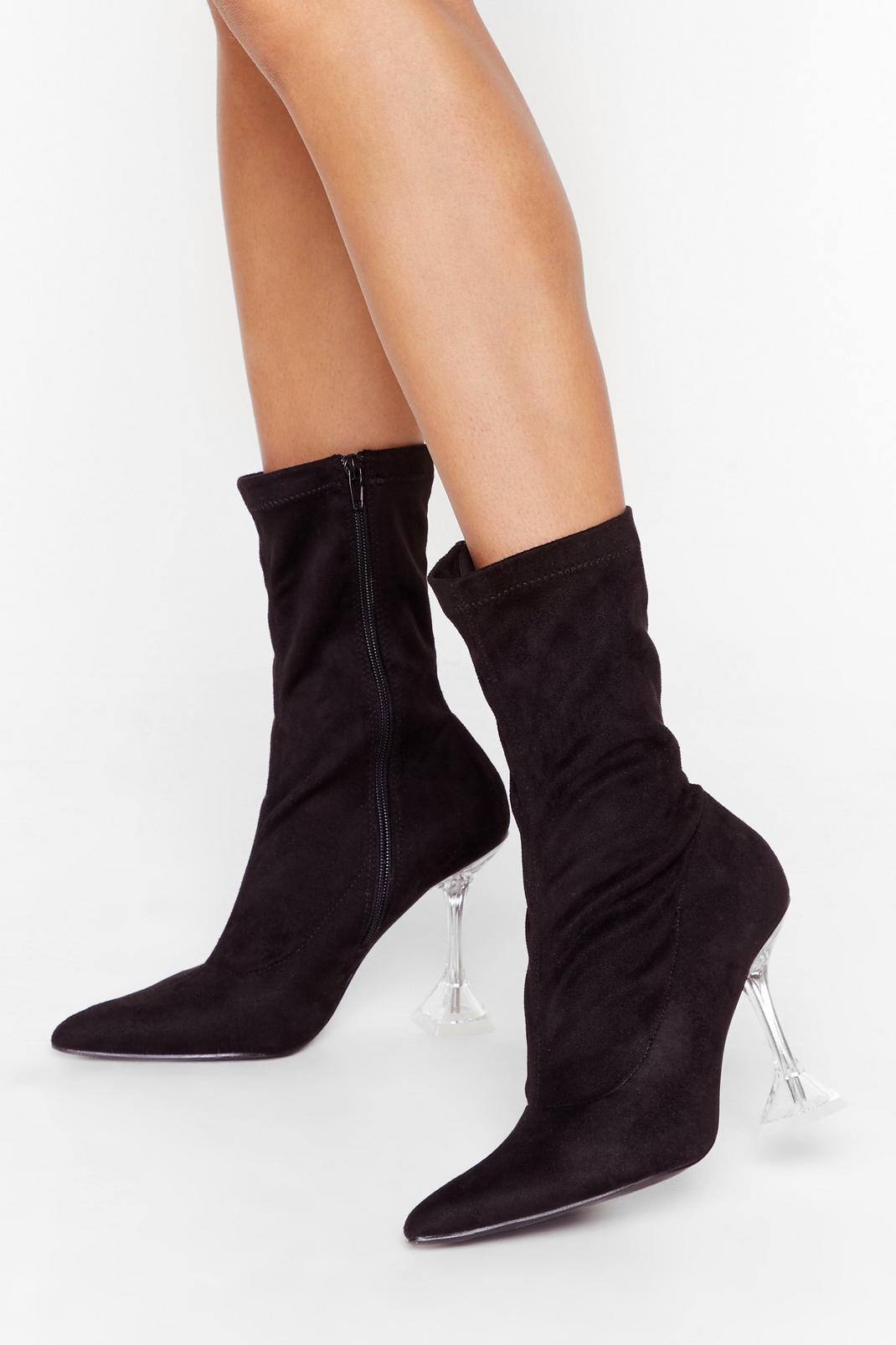 Sock What You're Doing Faux Suede Stiletto Boots image number 1