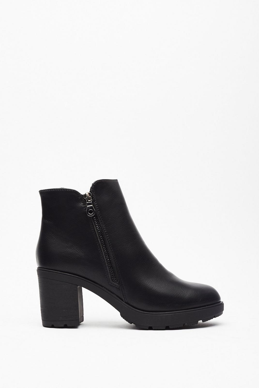 Zip to the End Faux Leather Heeled Boots image number 1