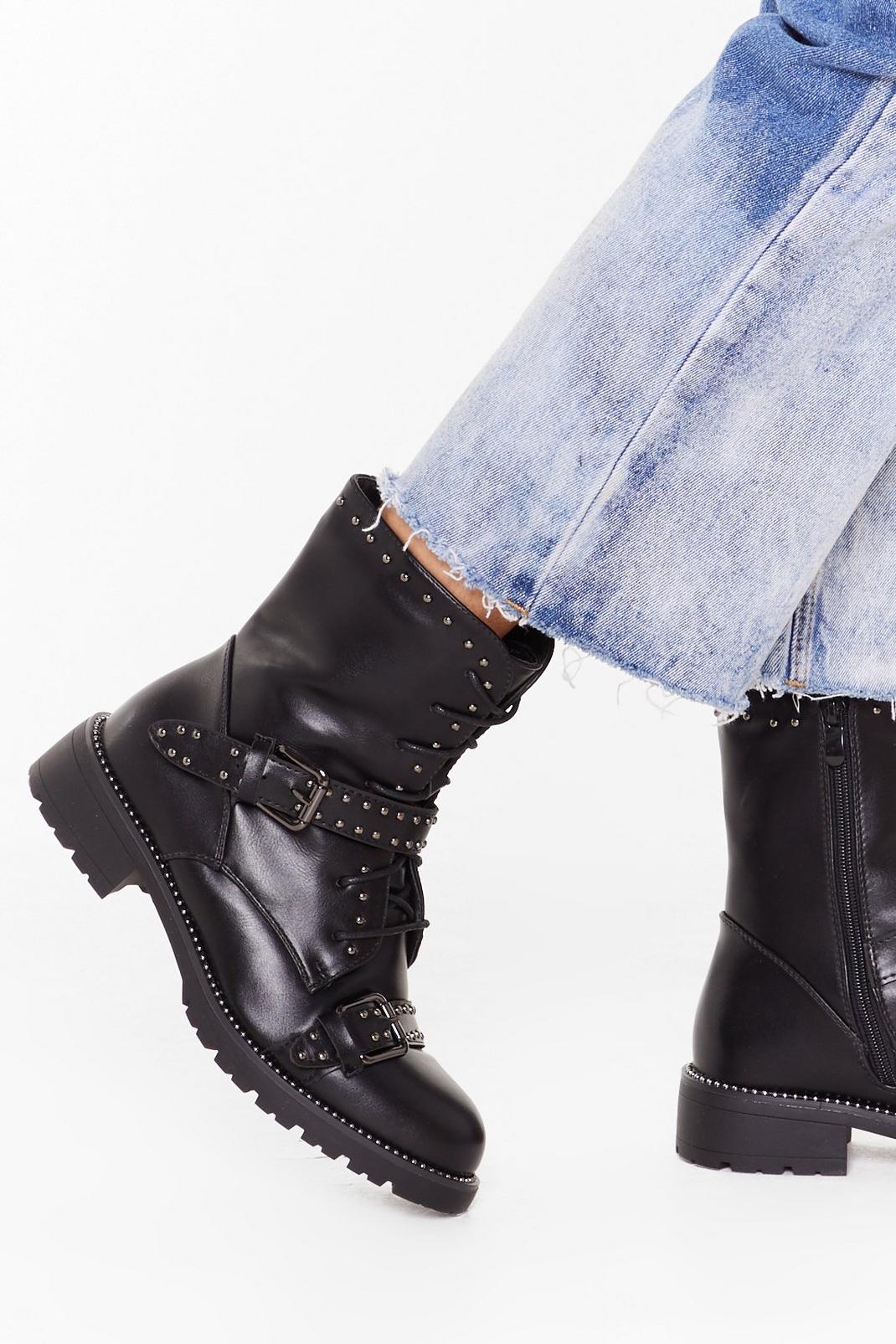 Jump on Babe Lace-Up Biker Boots image number 1