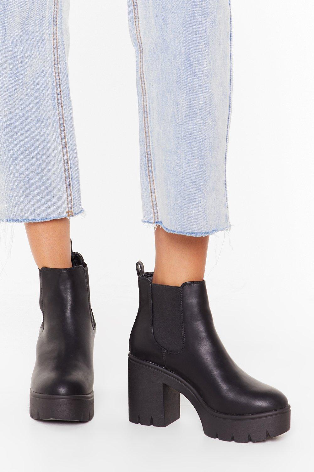 Chunky cleated heeled chelsea boots 