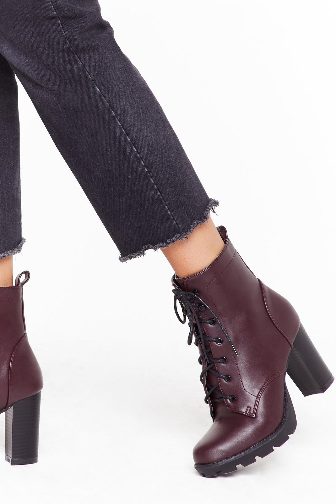 Lace-Up to Your Fears Faux Leather Platform Boots image number 1