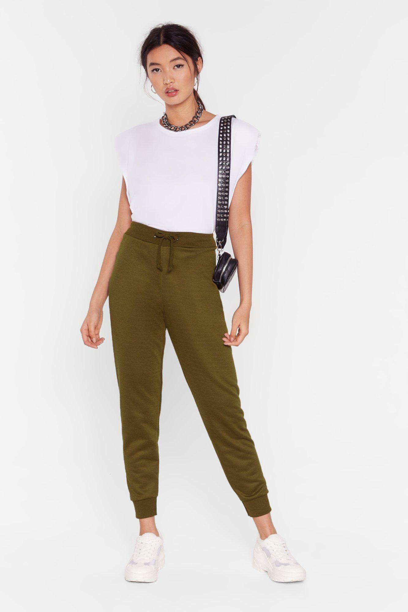 nasty gal jog the limelight stretch joggers